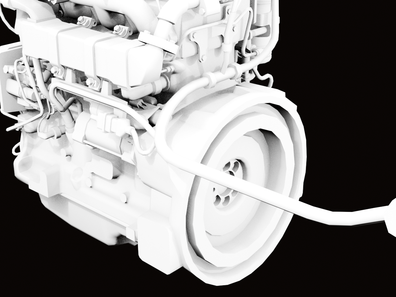 Close-up AO render of rear manifold