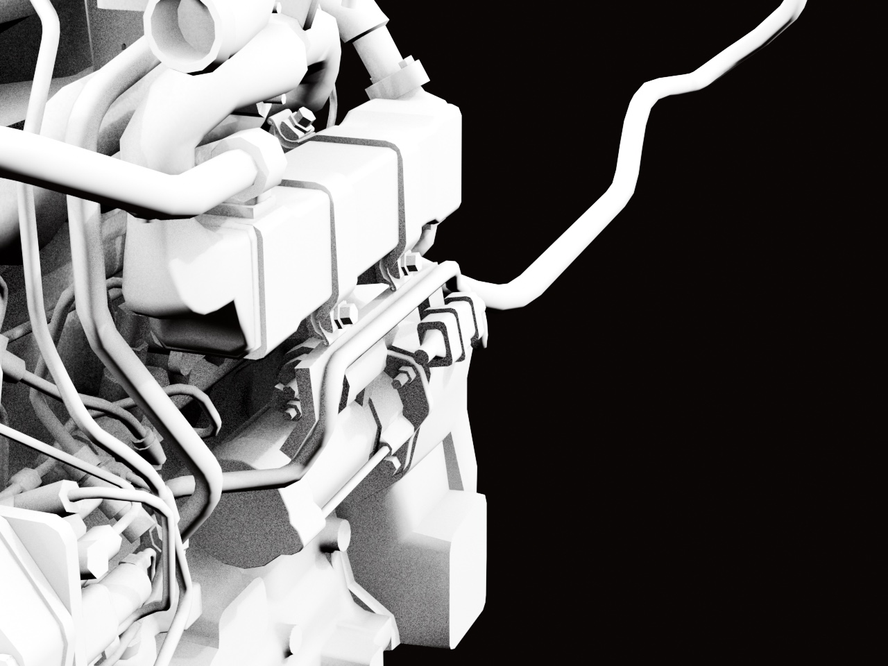Close-up AO render of side block