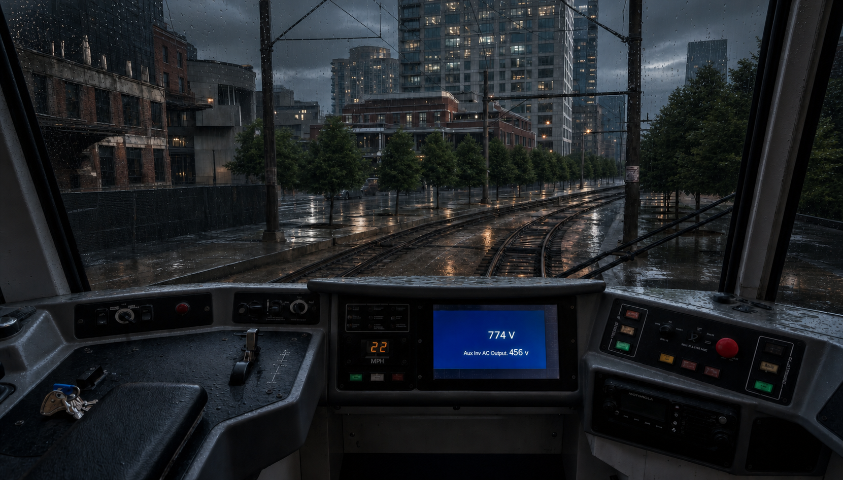 Clean rain light-rail cab rendering