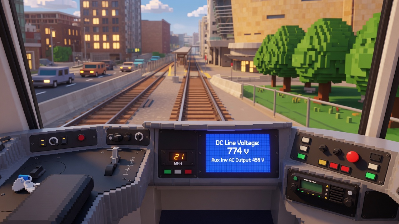 Low-fidelity representative light rail simulator view