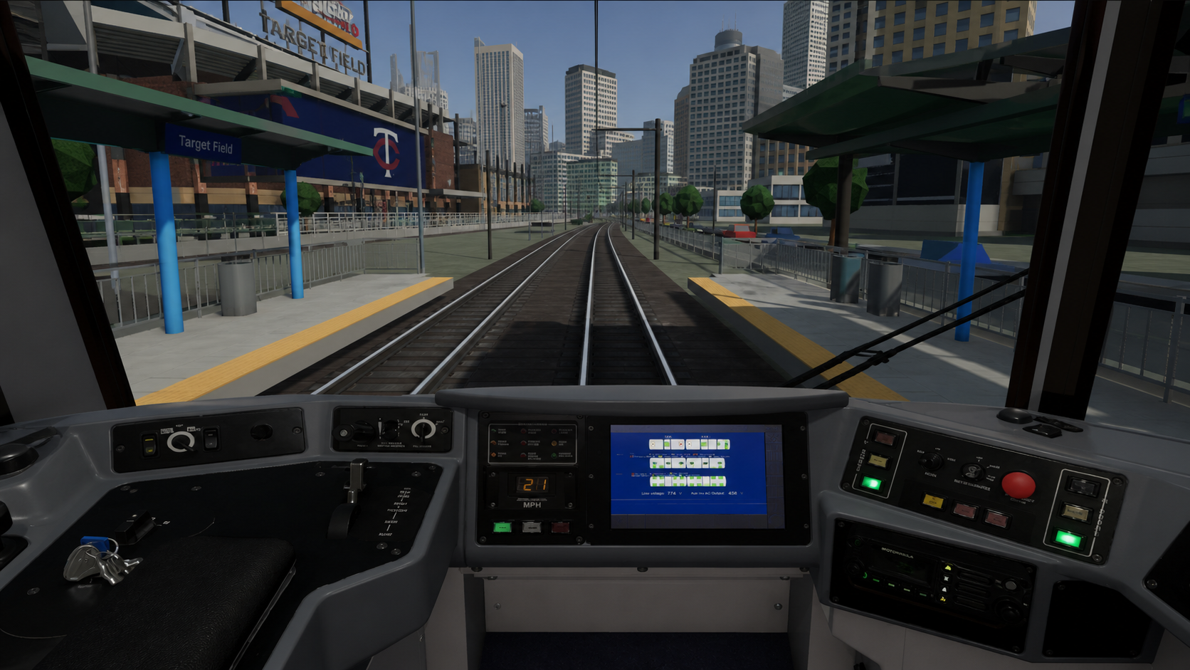 Medium-fidelity representative light rail simulator view