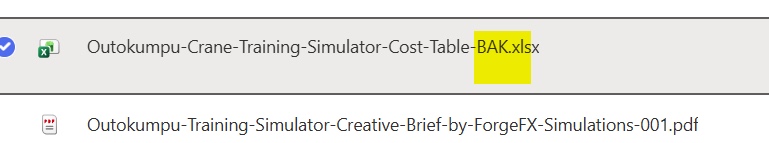Renamed cost table evidence