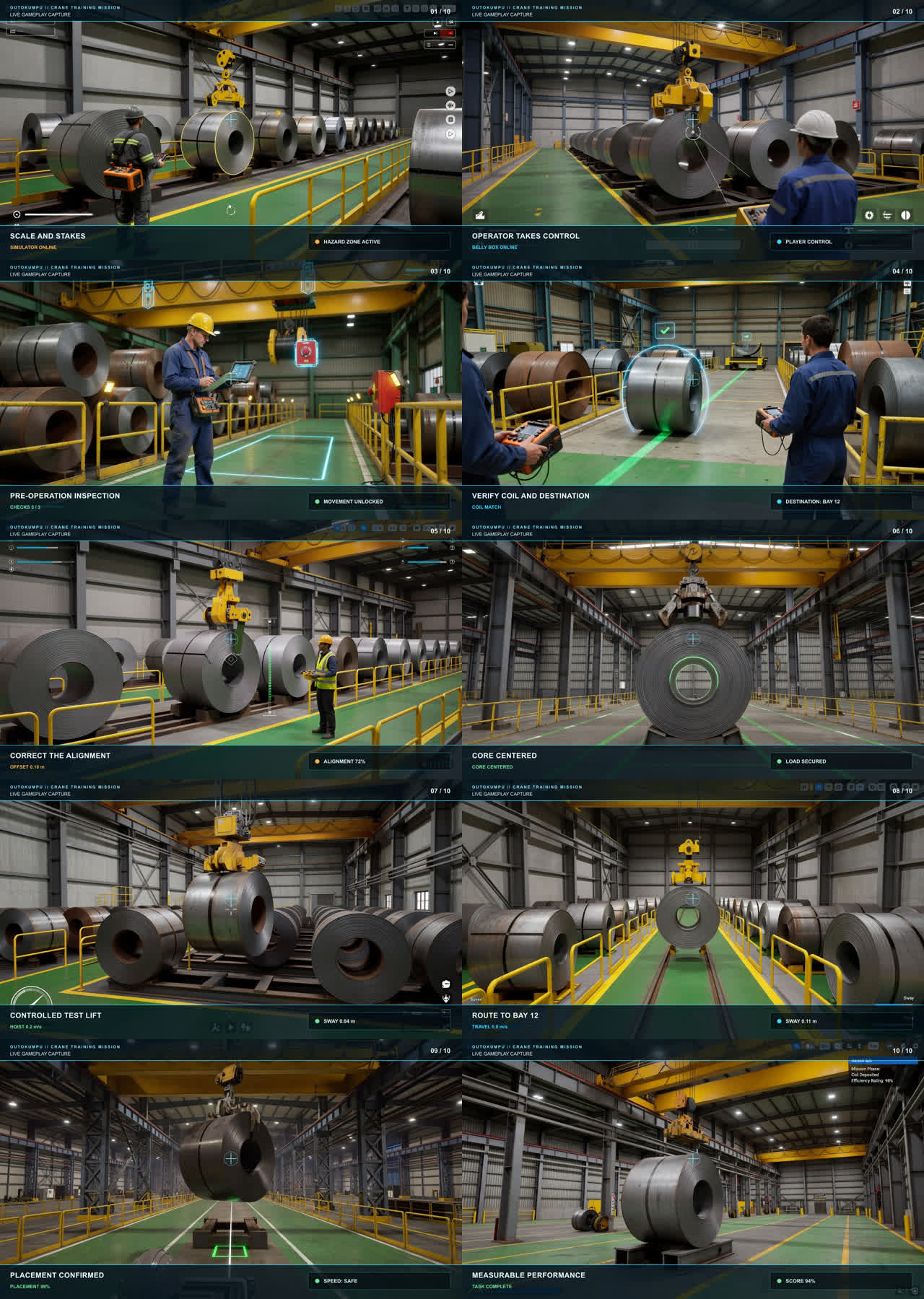 Original ten-frame Outokumpu storyboard contact sheet